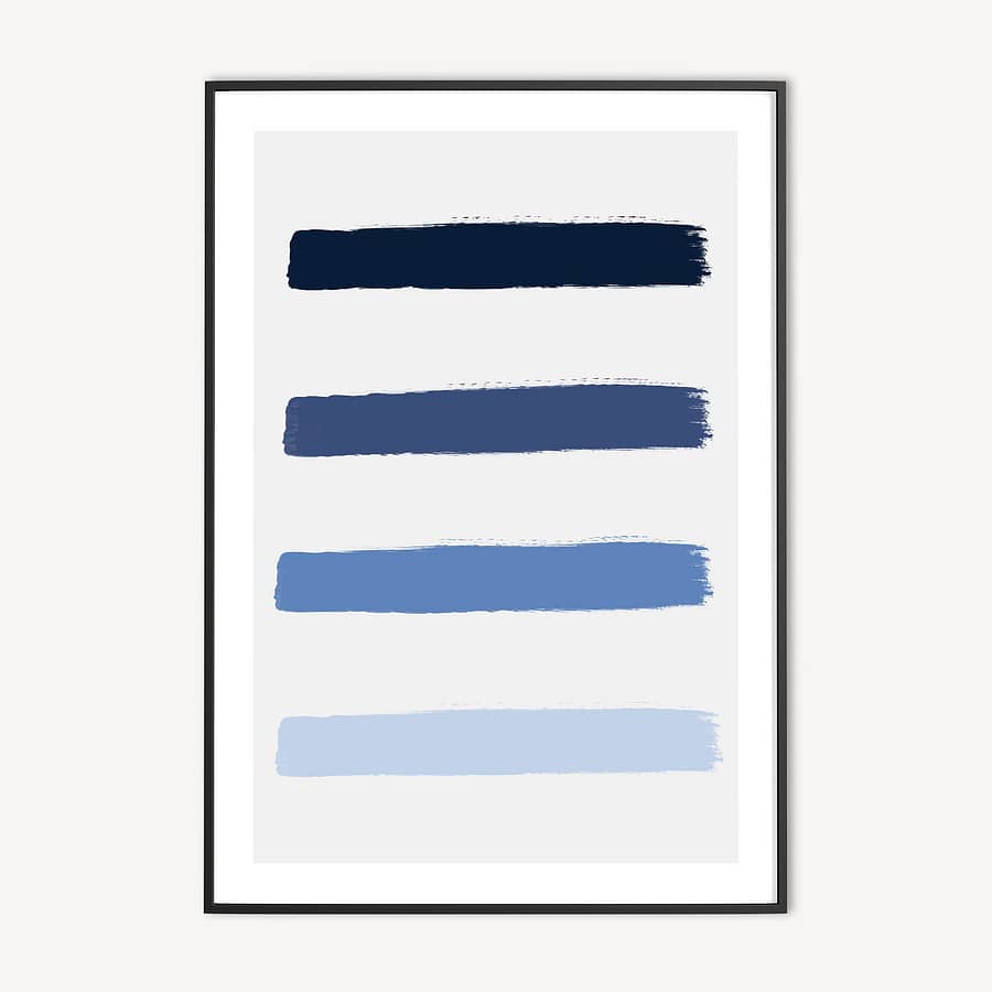Blauwe Brush Strokes Minimalistische Poster