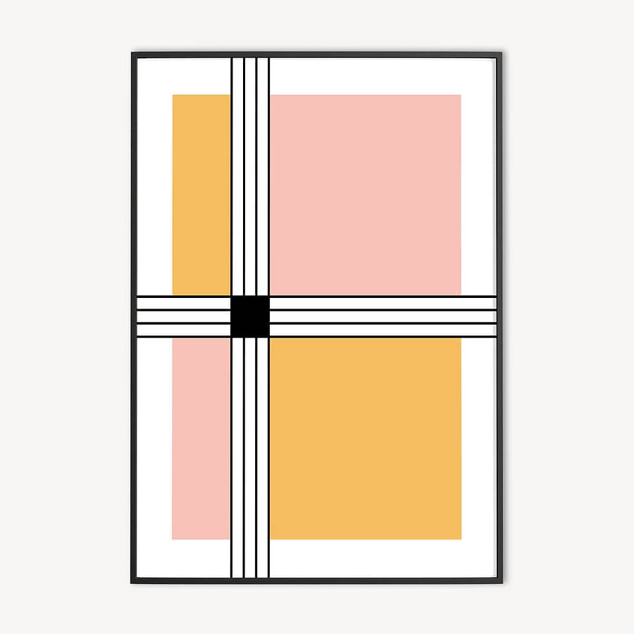 Geel en Roze Poster - Stripes and Squares