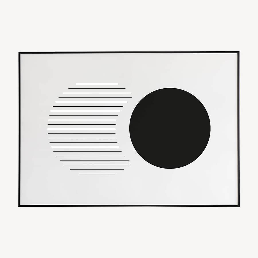 Zwart-Wit Cirkels Liggende Poster en Canvas Print
