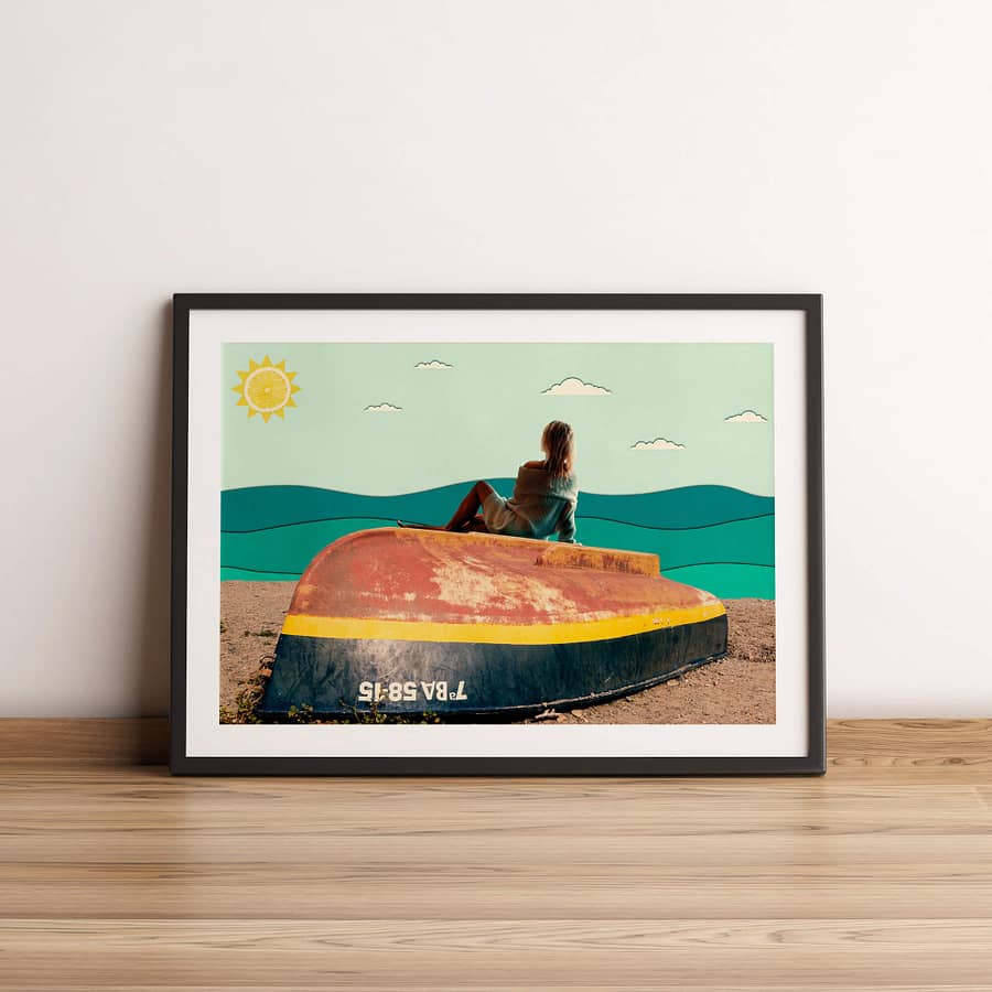 A Day At The Beach - Surrealistische Collage Poster