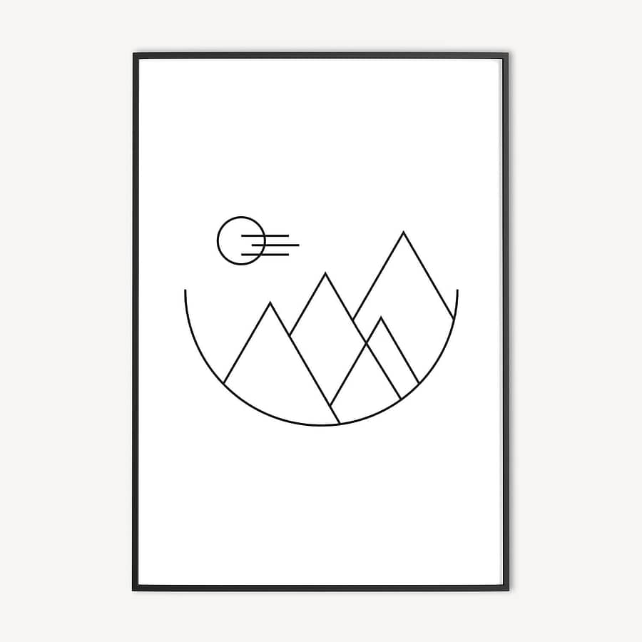 Minimalistische Scandinavische Poster met bergen