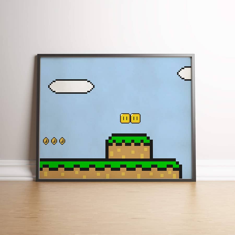 Mario's World Pixel Art Wanddecoratie