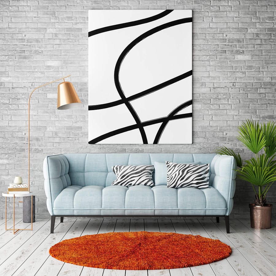 Black and White Lines - Abstracte Poster en canvas print