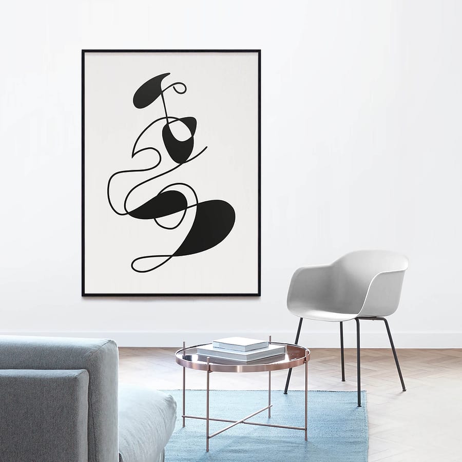 Zwarte lijnen minimalistische poster en print