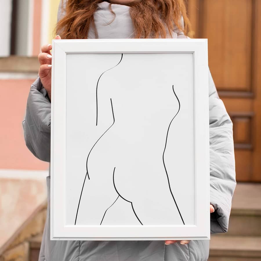 minimalistische line art van vrouw