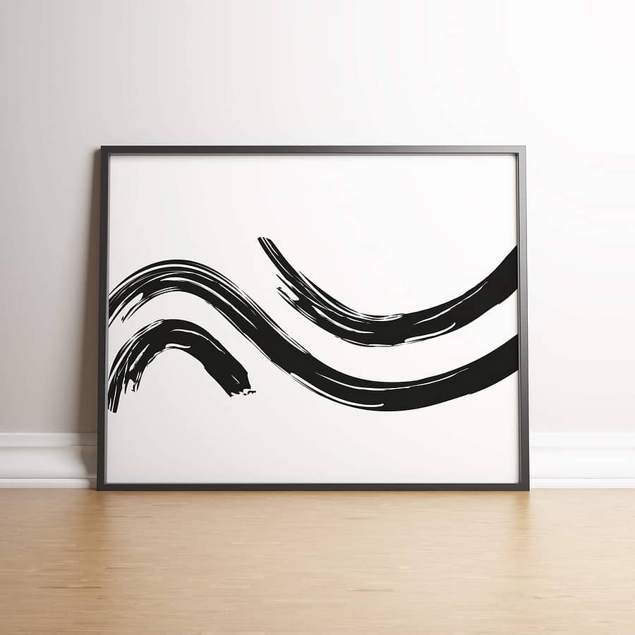 zwart wit poster met abstracte golven