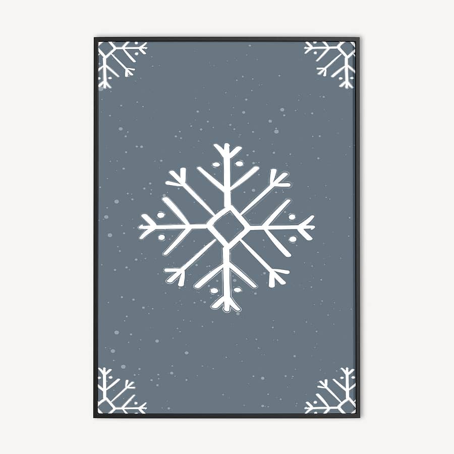 Blauwe Kerst Poster met Sneeuwvlokken