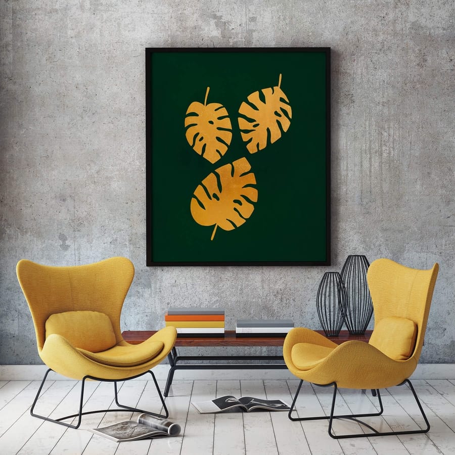 Smaragdgroene Botanische Poster met gouden bladderen