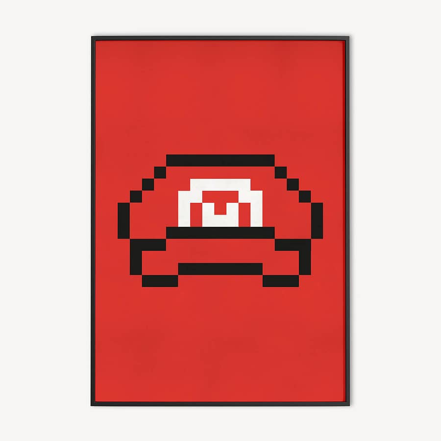 abstracte pixel art poster van retro game