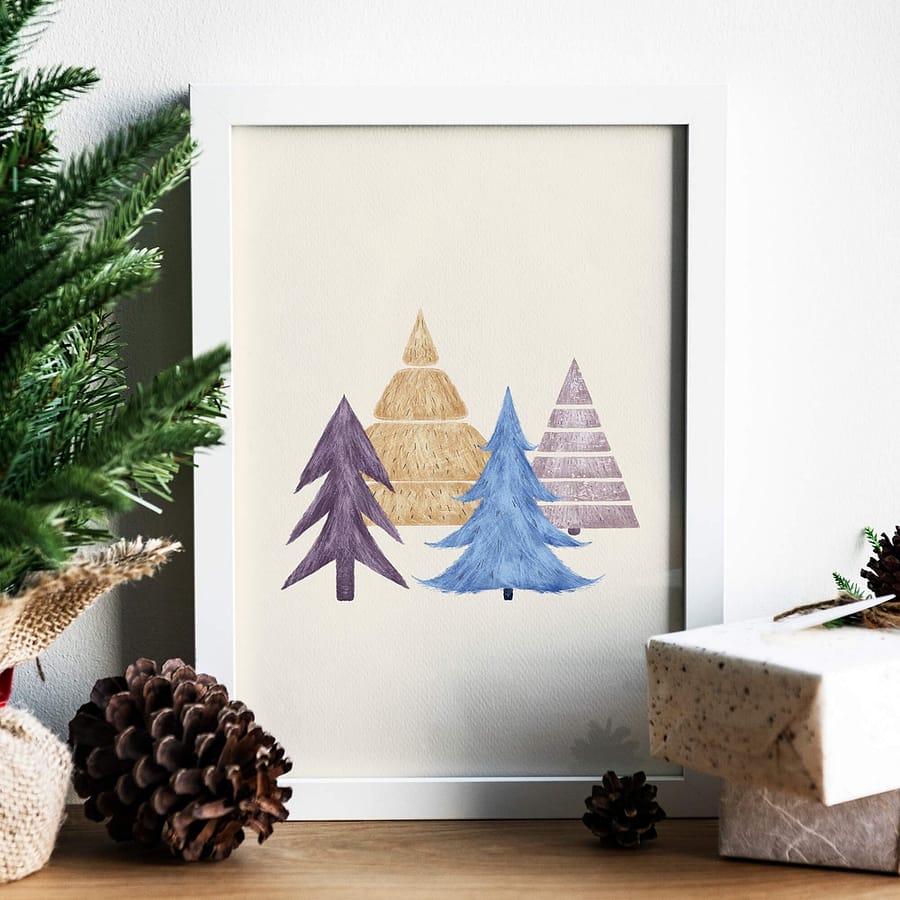 kerstbomen in Scandinavische stijl poster en canvas print
